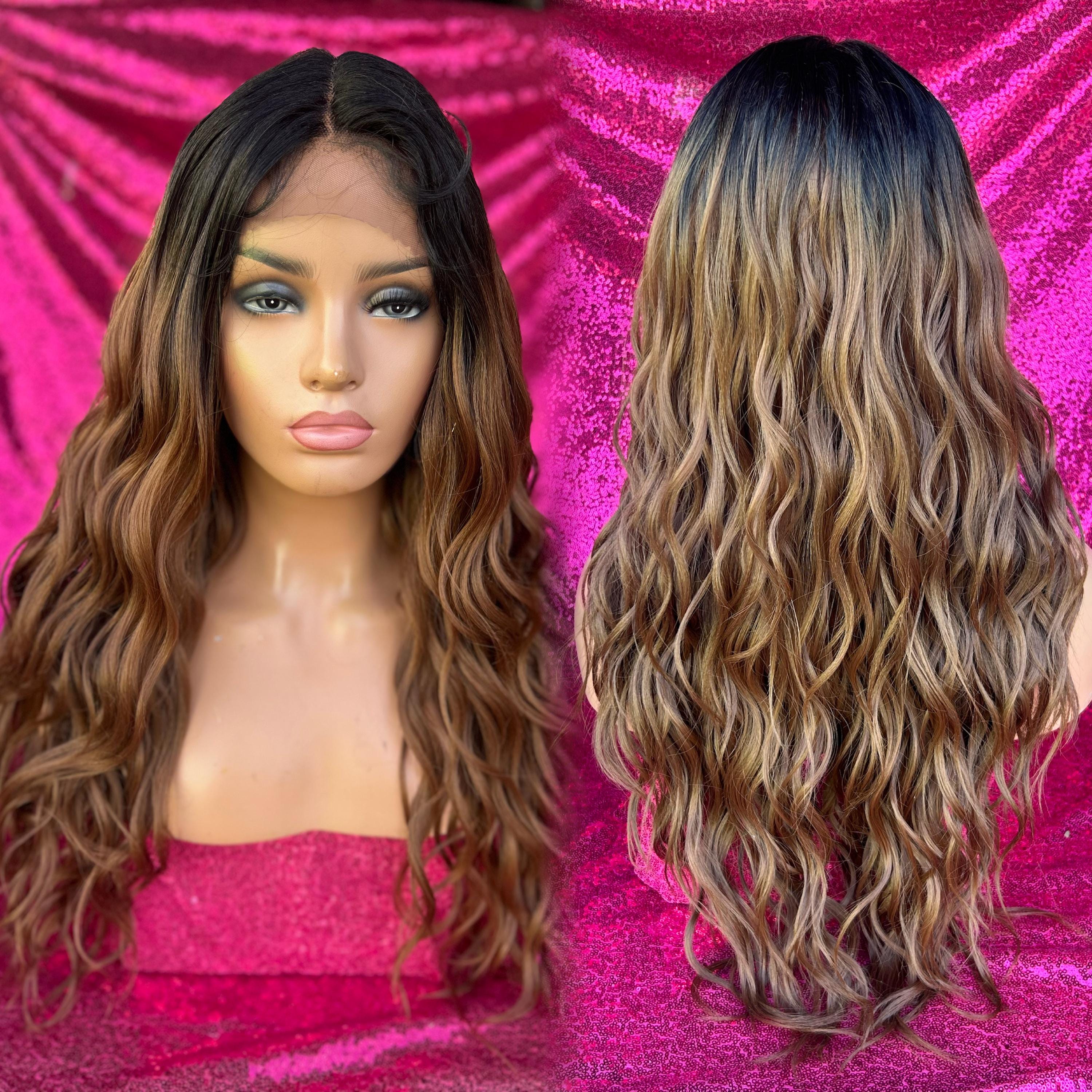 HD Deep Lace Front Long Blonde and Brown Wavy Heat Resistant Wig 30 main image 2