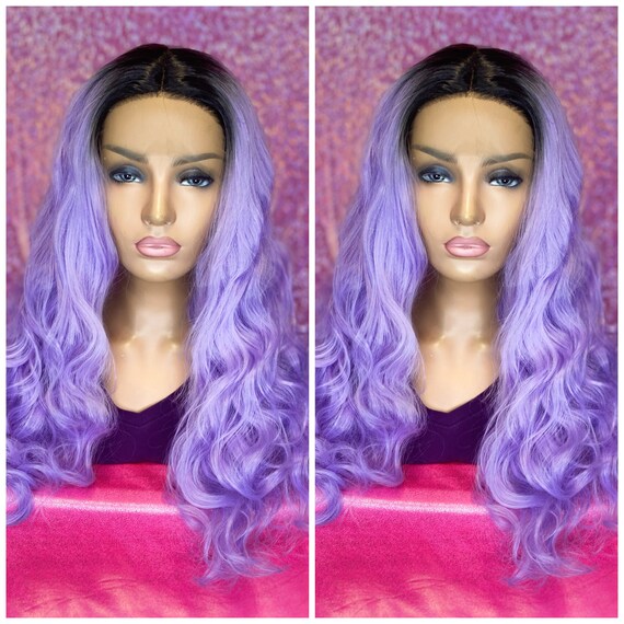 NEW Lace Front Wig Human Hair Blend Ombre Full Lace Wig Custom Front Lace Wig Long Straight Lace Front Wig Body Wavy Light Purple Etsy