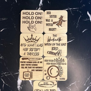 Her Sister Was A Witch Coaster Set | Laser engraved | Funny Home Decor |Funny Kitchen Decor | She Came Down In A Bubble Doug