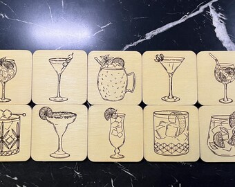 Cocktail Glass Coaster Set | Cocktails