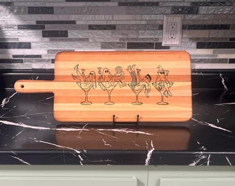 Ghosts and Martinis Laser Engraved Charcuterie Board
