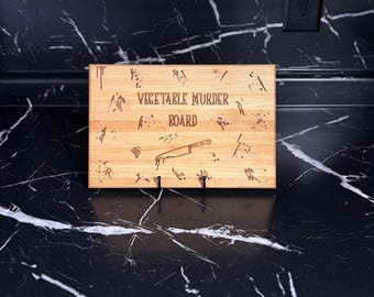 Vegetable Murder Cutting/Charcuterie Board | Blood Splatter Cutting | This Is Where I Murder Vegetables Board | Funny Horror