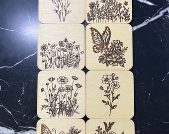 Wildflower and Butterfly Coaster Set