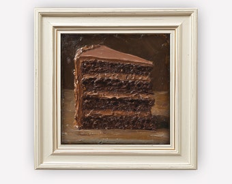 Kitchen Still Life Painting | Chocolate Cake Wall Art | Kitchen Food Oil Painting | Digital PRINTABLE Download