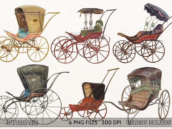 Vintage Baby Buggy Clipart Watercolor Buggy Antique Buggy - Etsy