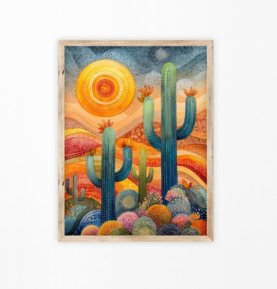 Printable Watercolor Cactus Painting, Cactus Wall Art, Desert Cactus Art,  Colorful Watercolor Illustrations, Southwest Art, Digital Download - Etsy