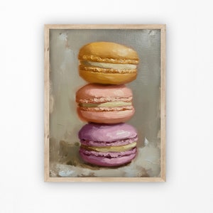 Kitchen Still Life Painting | Macarons Wall Art | Kitchen Food Oil Painting | Digital PRINTABLE Download