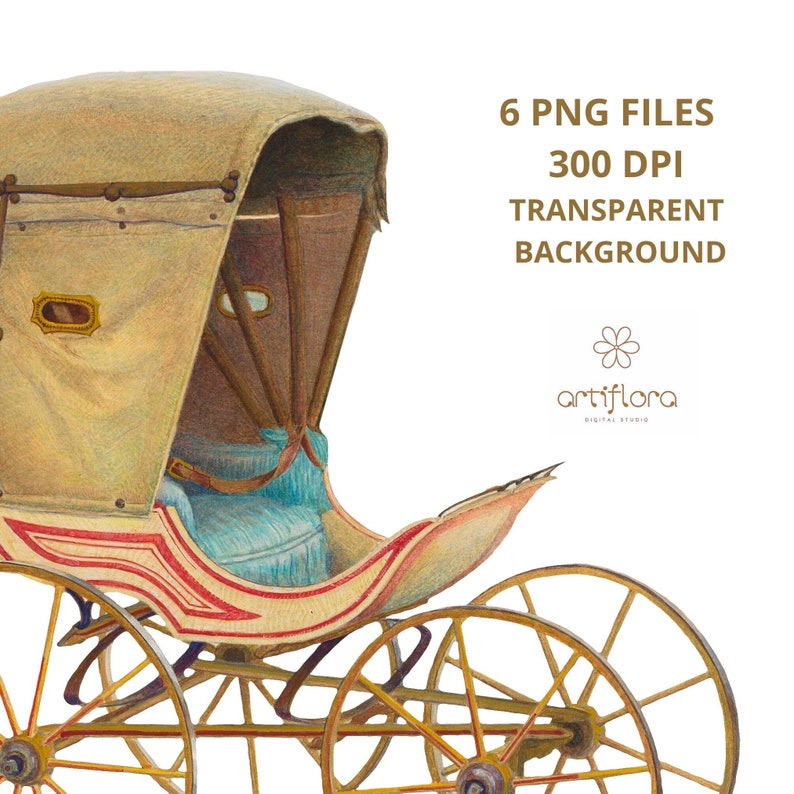 Vintage Baby Buggy Clipart, Watercolor Buggy, Antique Buggy Clipart ...