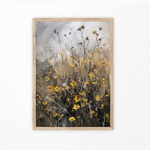 Wildflower Field Landscape Oil Painting | Wall Art Print | Country Farmhouse Decor | Neutral Tones | PRINTABLE Digital Download