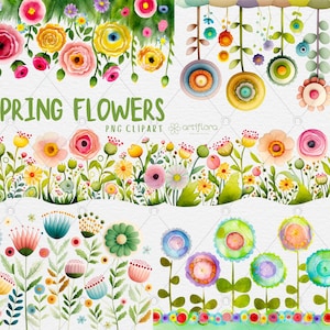Acquerello Primavera Pasqua fiori bordi Clipart, tulipani illustrazione, digitale colorato fiori clipart, download istantaneo PNG