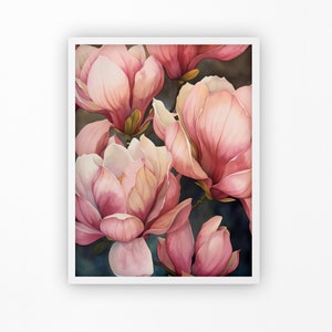 Magnolia Floral Watercolor Wall Art Print | Magnolia Painting | Magnolia Farmhouse Decor | Watercolor Floral Painting  Digital Download