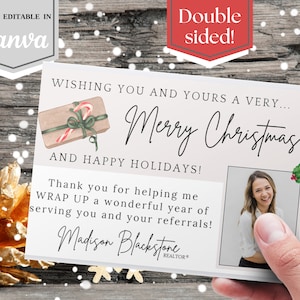 Kerstvakantie Thema Vastgoed Ansichtkaart Marketing Makelaars & Makelaars Kom langs Mailing met Feestdagenrecept op de achterkant Dubbelzijdig
