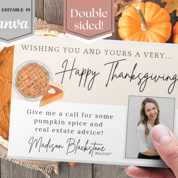 Pumkpin Pie Theme Real Estate Postcard Marketing for Realtors & Real Estate Agents Pop By Mailing with Fall Pie Recipe On Back Double Sided