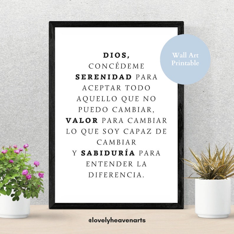 Printable Serenity Prayer Wall Art, Descarga Digital, Minimalist Serenity Prayer Print, Home ...