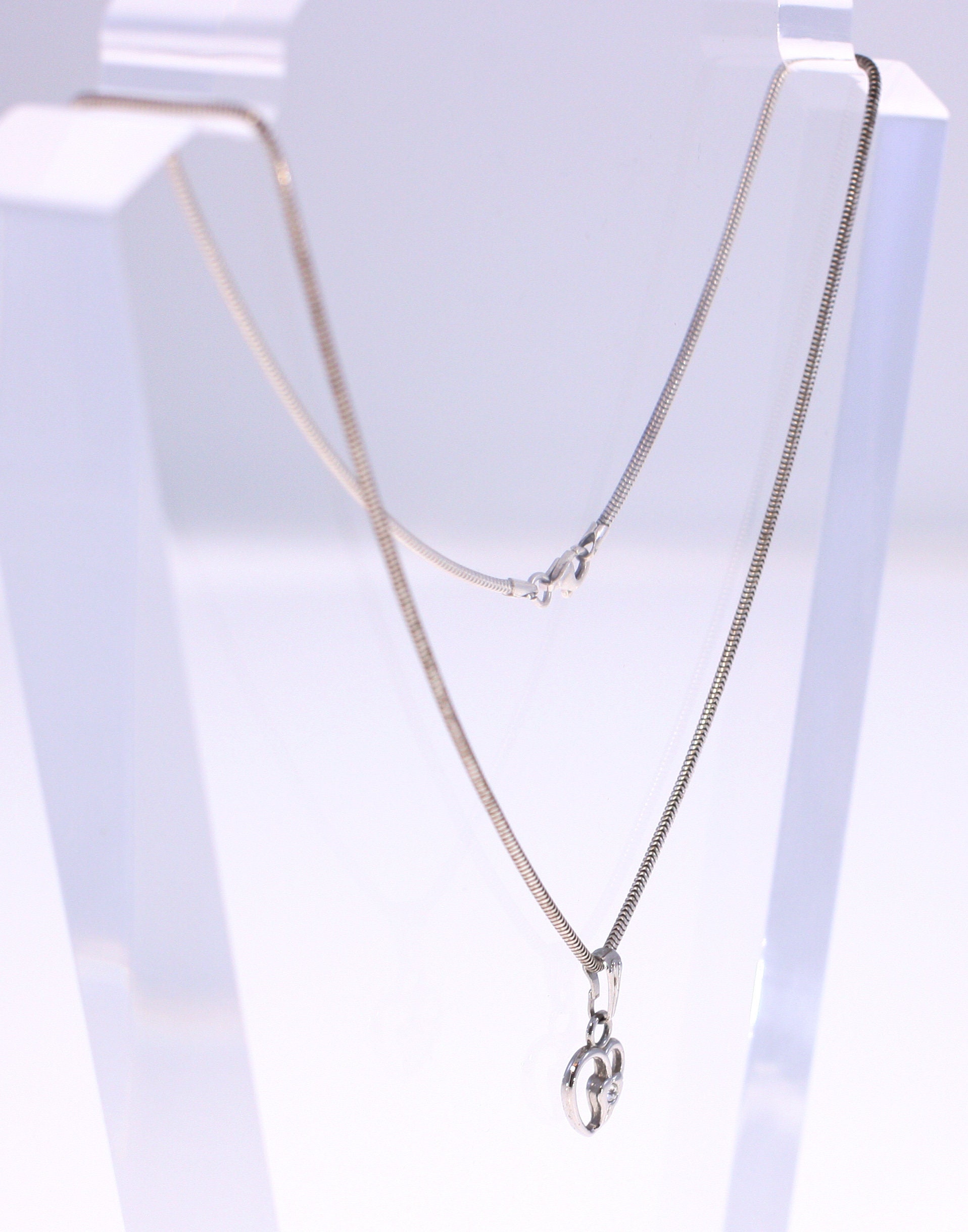 Sterling Silver Necklace With Love Heart Pendant Inset With a - Etsy