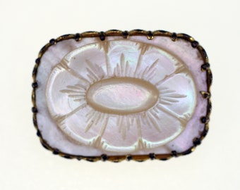 Victorian handmade antique mother of pearl floral design brooch-over 140 years old from Great Britain-Weight 10g-FREE postage