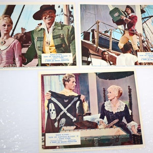 Tarjetas de lobby 'Son Of Captain Blood' originales de 1962. Incluye 3 tarjetas. Sean Flynn y Ann Todd. Tamaño 25,5 cm x 20,3 cm. Envío GRATIS.