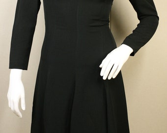 Ozbek London black crepe long-sleeved dress-Size M-EU 36-very rare 80s dress-FREE postage