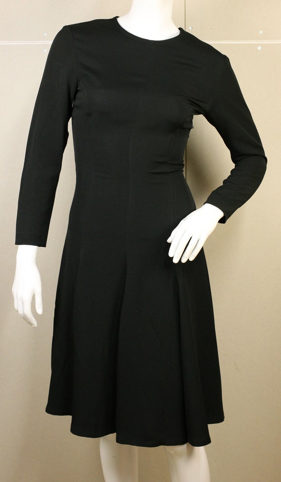 Ozbek London black crepe long-sleeved dress-Size M