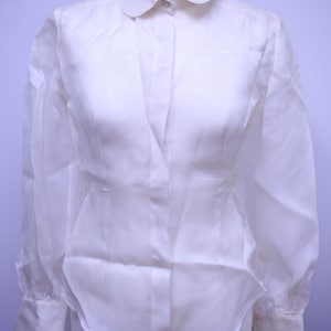 Camicetta trasparente vintage couture britannica fatta a mano da Suzie Turner - circa anni &#39;90 - EU 36 - US 4 - UK 8 (Peso: 106 g) spedizione gratuita