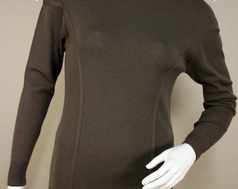 Pull à col roulé marron vintage pour femmes, 100 % pure laine, vers les années 1980/90 - UE 38/40-UK 10/12 (Poids : 306 g) Frais de port offerts