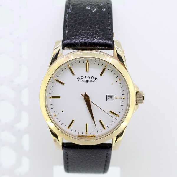 Rotary 9k gold-plated GS03438/06 (13610) mens waterproof wristwatch-needs repairing-circa 1980s (Weight: 40g) FREE postage