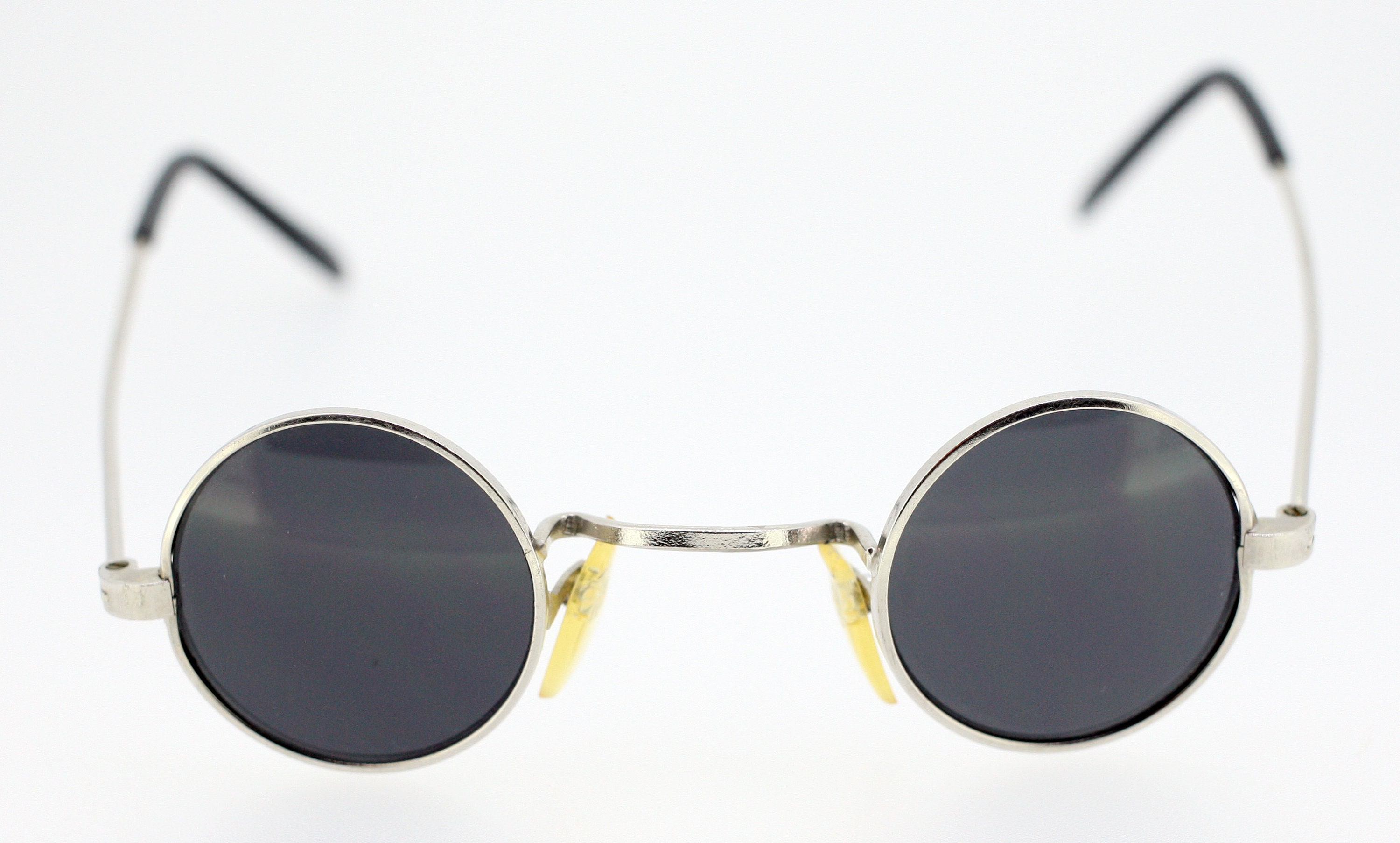 Vintage Unisex Lenses-silver-tone Handmade Circular Etsy Frame-circa Postage 1960s-free Metal - Sunglasses-grey