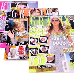 Grazia magazine-three magazines included-Sept 2009/Jan 2010-NEW-UK-Jennifer Aniston-Angelina Jolie covers (Weight: 1025g) FREE postage