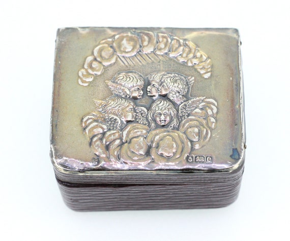 Victorian antique handmade pin box with faerie de… - image 2