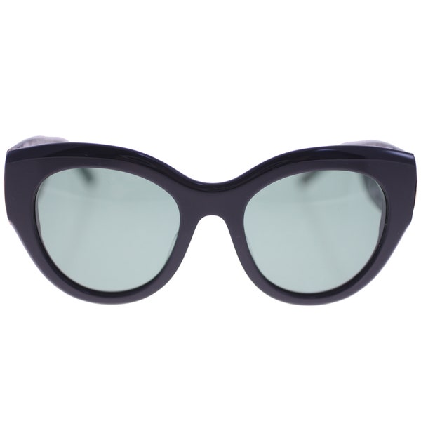 Lunettes de soleil pour femmes Pomellato PM 0011S en acétate noir avec charnières en métal doré - vers les années 2000 - Poids 60 g - Frais de port offerts