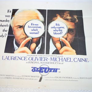 Movie poster &#39;Sleuth&#39; original 1972 release with Michael Caine and Sir Laurence Olivier-Size 100cm x 75cm-FREE postage