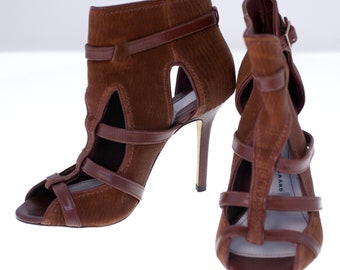 Camilla Skovgaard ladies brown peep-toe sandals - EU 38 / UK 5 - circa 1990s (Weight: 542g) FREE postage