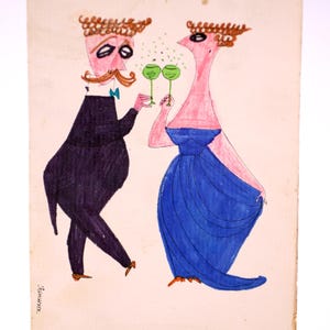 Cartão de Ano Novo vintage muito raro de Franciszka Thermerson - ilustrações coloridas (peso: 4g) Frete grátis