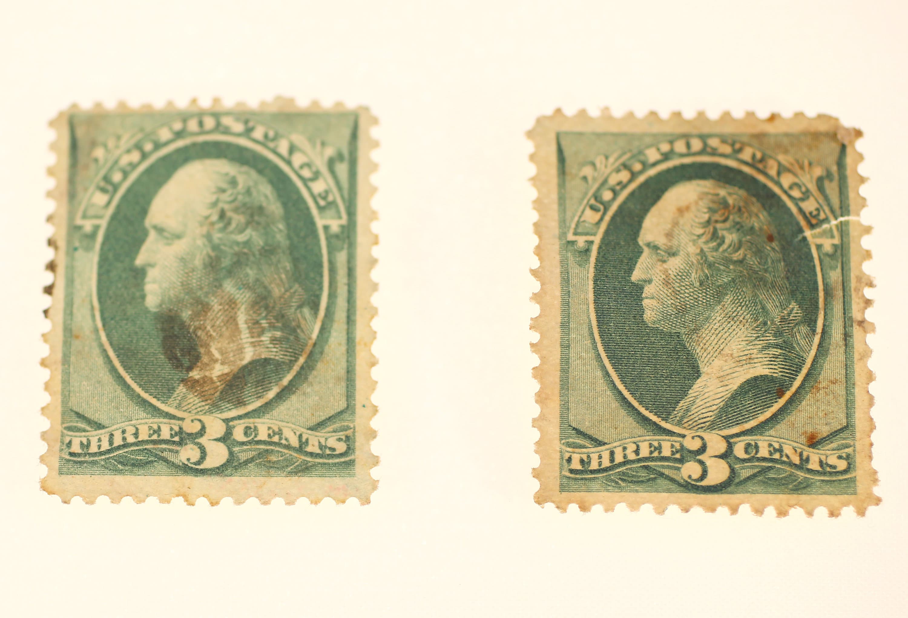 1870-71 Three Cents George Washington Green Antique Stamps-2  display picture 1