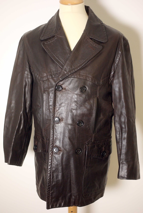 Nicole Fahri mens dark brown leather coat-Donnie B