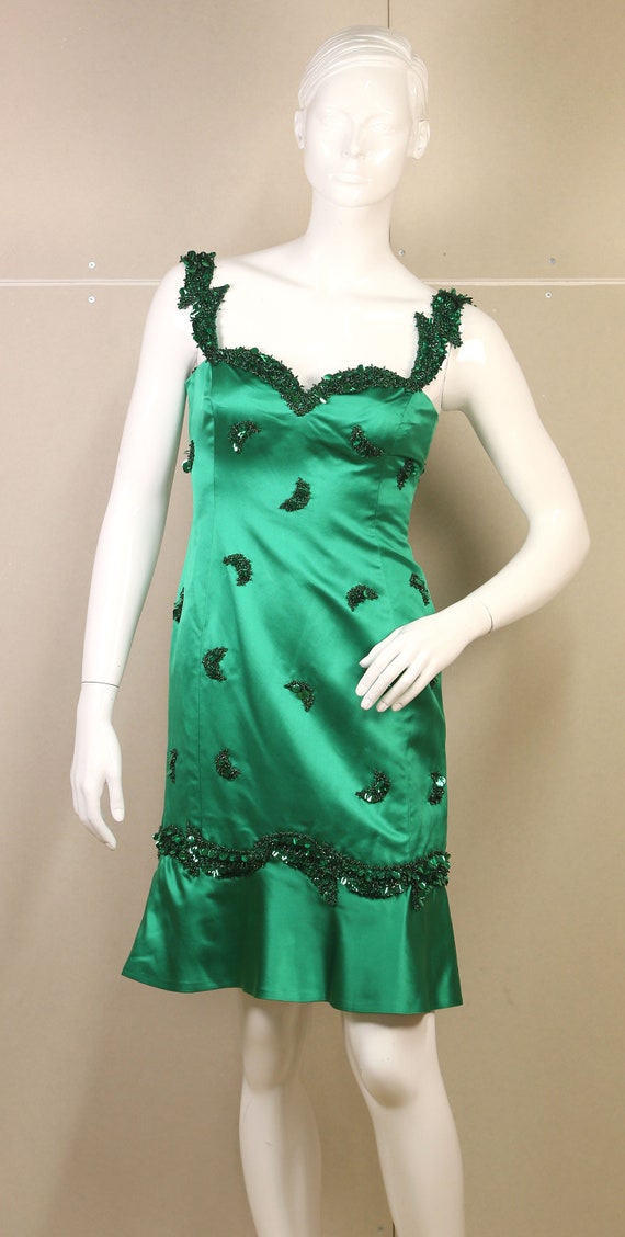 Buy Saks Fifth Avenue / Andre Laug Roma Ladies Vintage Green Silk and  Sequin/crystal Evening/cocktail Dress Circa 1980s-eu 36/UK 8-FREE Postage  Online in India - Etsy