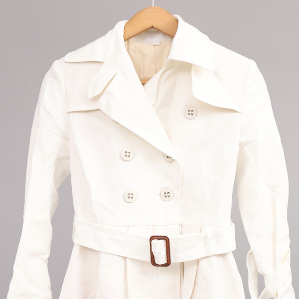 Trench-coat vintage blanc cassé All Saints pour femmes avec ceinture assortie-NEW ex-display-EU 36-UK 8 (Poids : 1,160 kg) frais de port gratuits