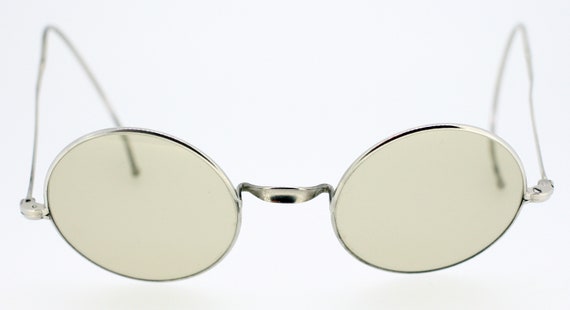 Antique unisex handmade sunglasses-brown circular… - image 1