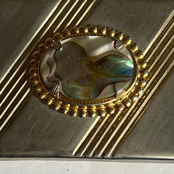 Vintage Brass & Abalone Shell Belt Buckle Vintage Mother of Pearl Belt Buckle Handmade Abalone Shell  main image 4