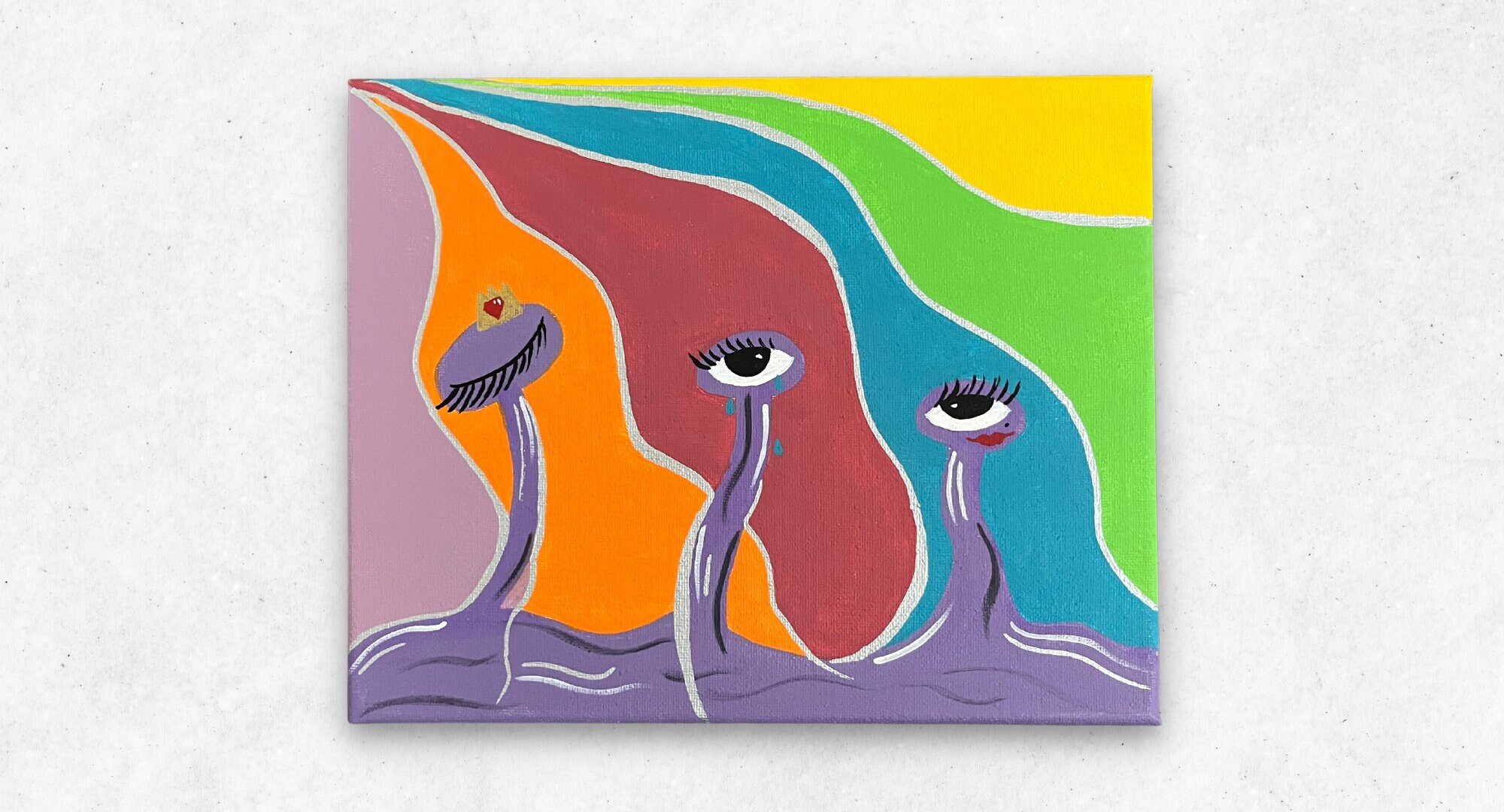 Trippy Triplets Acrylic Painting on Canvas Etsy