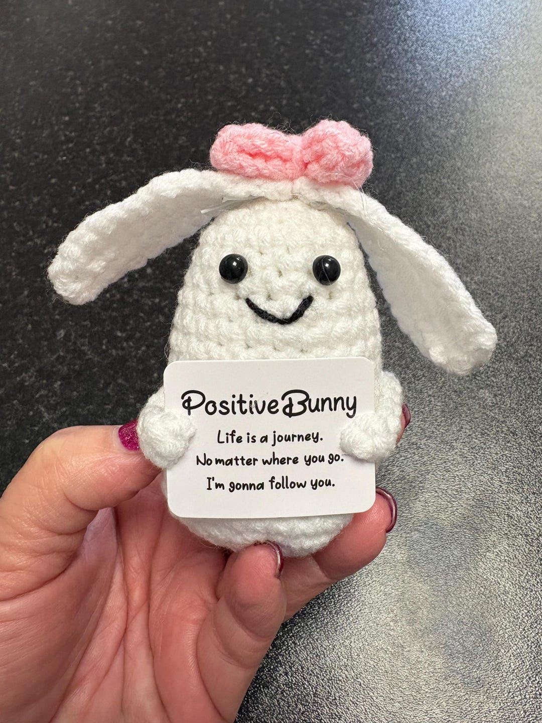 Handmade Cute Crochet Positive Bunny Rabbit Emotional Support Wellbeing ...