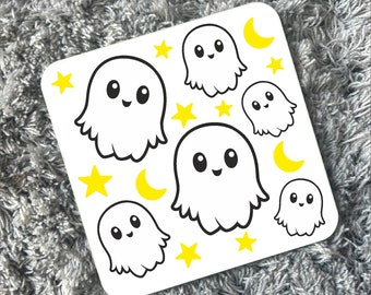 Handmade Cute Kawaii Halloween Coaster Spooky Ghost Drink Coaster Halloween Home Decor Tea Coffee Gift Table Decoration