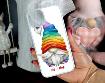 Handmade Rainbow Gonk My Pronoun Are He Him lgbt Lgbtq Gay Pride Mobile Phone Case Fits iPhone 14 13 12 12 Mini SE 11 X XS XR 7 8 6S & More