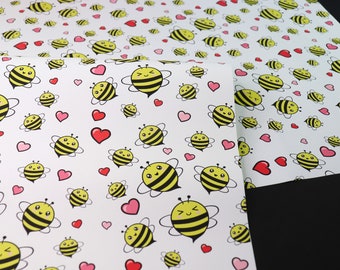 Handmade Cute Kawaii Bumble Bee Bumblebee Wrapping Paper Gift Wrap A2 Sheets Birthday Anniversary Xmas Etc.