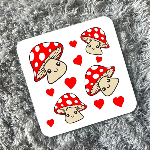 Handmade Cute Kawaii Mushroom Toadstool Mushy Fun Coaster Tea Coffee Novelty Table Wear