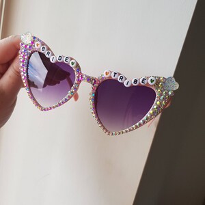 Bride Tribe - Pink heart embellished sunglasses