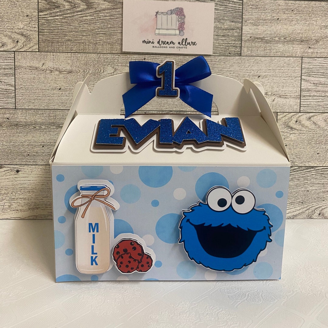 Cookie Monster Treat Box, Sesame Street Favor Bag, Cookie Monster Party Decorations, Elmo