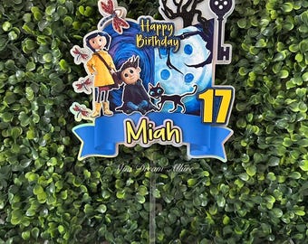 Coraline cake topper, Coraline party decorations, Coraline birthday, Coraline party supplies, Halloween decor, Coraline centerpieces
