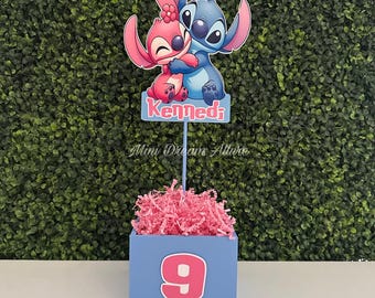 Decoraciones para fiestas de Lilo y Stitch, centros de mesa de Angel y Stitch, recuerdos de fiesta de Stitch, fiesta de Stitch, fiesta de cumpleaños de Stitch, Angel y Stitch