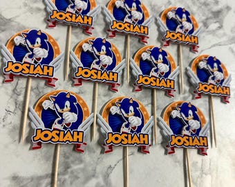 Sonic Inspired Cupcake toppers, Sonic cake topper, Sonic the Hedgehog birthday cupcake topper, Sonic Party Supplies, Sonic Party decorations